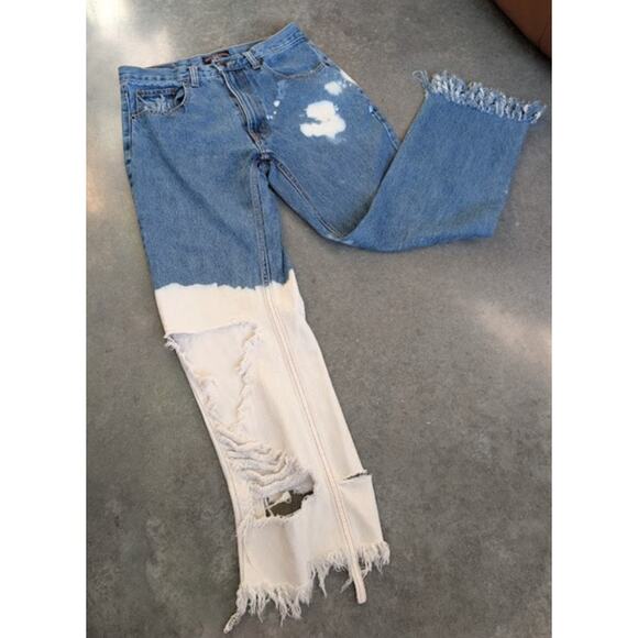 Architect Jean Co High-Rise Distressed Frayed Denim Bleached Women's Size 30 90s - Picture 2 of 15